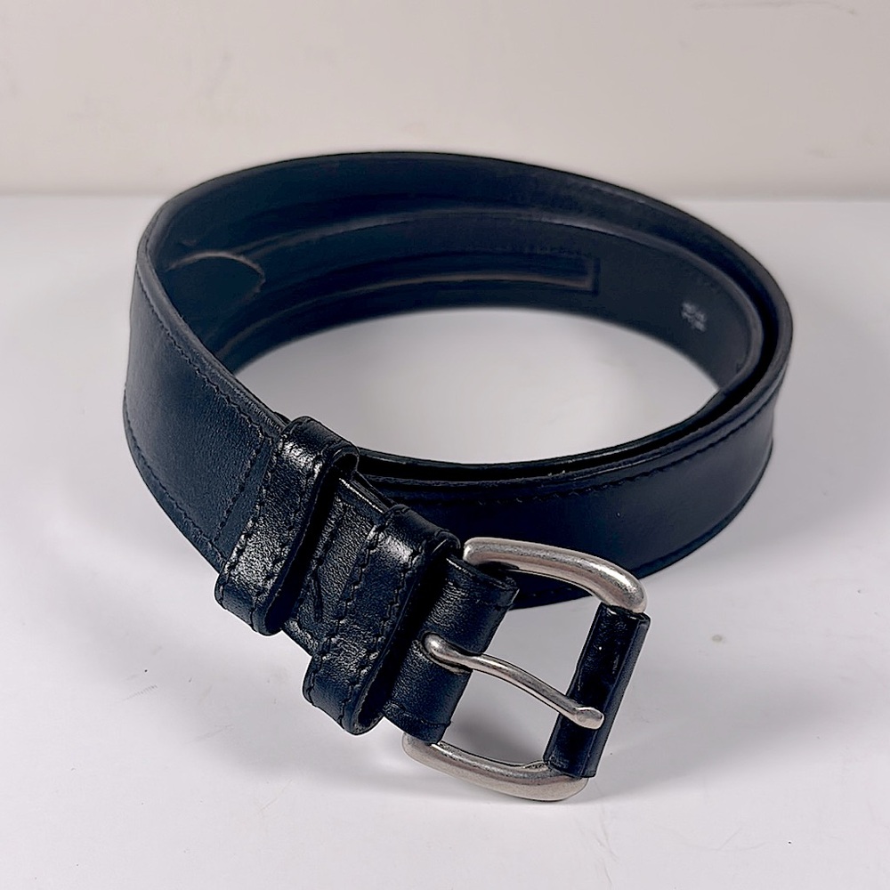 L.L. Bean Men's Black Leather Travel Belt w/ Zip Money Stash Sz. 38